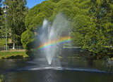 Rainbow in public park at the river Skellefteälven in Skelleftea, Sweden, Europe
