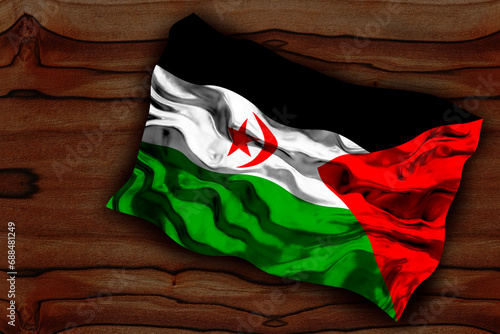 National flag of Sahrawi Arab Democratic Republic. Background  with flag  of Sahrawi Arab Democratic Republic photo