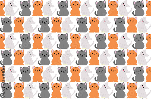 3 Cute cat Seamless Pattern