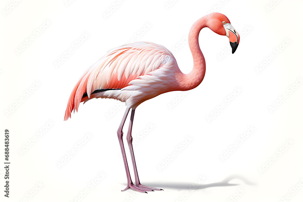 Fototapeta premium Flamingo, isolated on white background