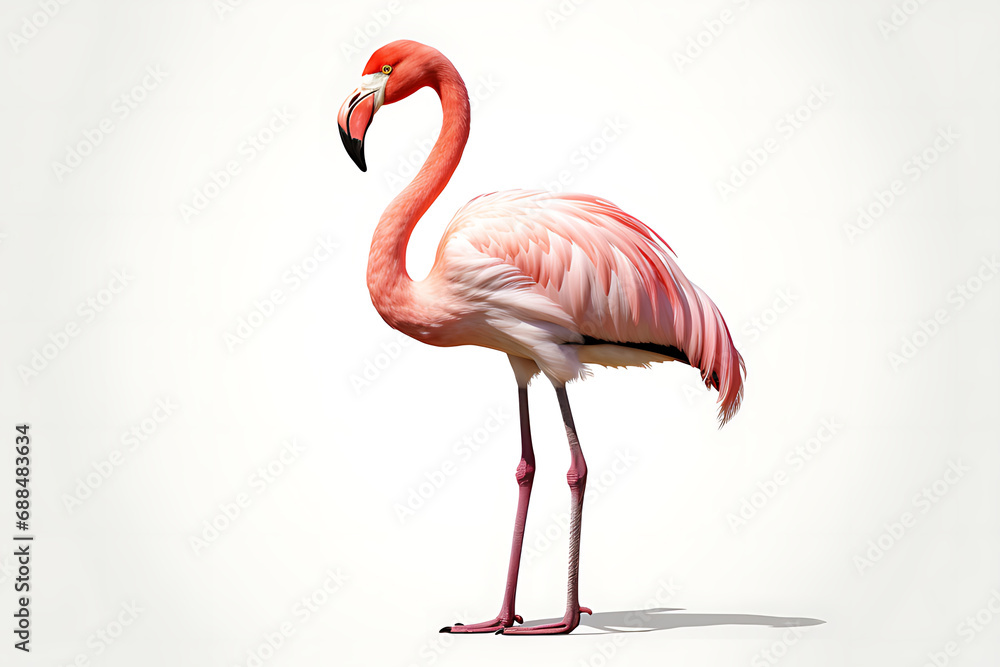 Obraz premium Flamingo, isolated on white background