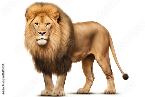 Male and female lions Isolated on a white background