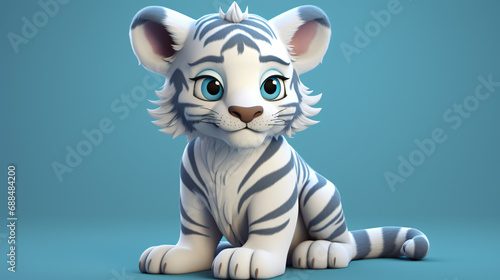 Cute Cartoon White Tiger