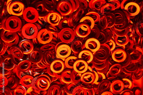shims Washers background metal hardware colorfull shiny red