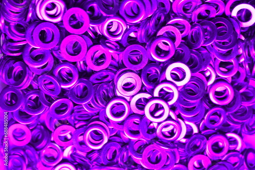 shims Washers background metal hardware colorfull shiny purple