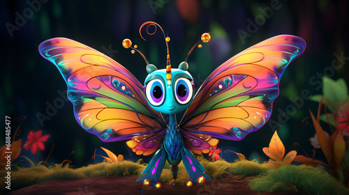 Cute Colorful Cartoon Butterfly