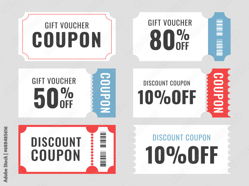 Various coupon promotion illustration set