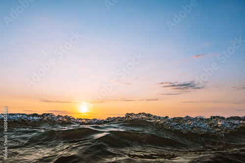 beautiful seascape at sunrise, with a place for an inscription