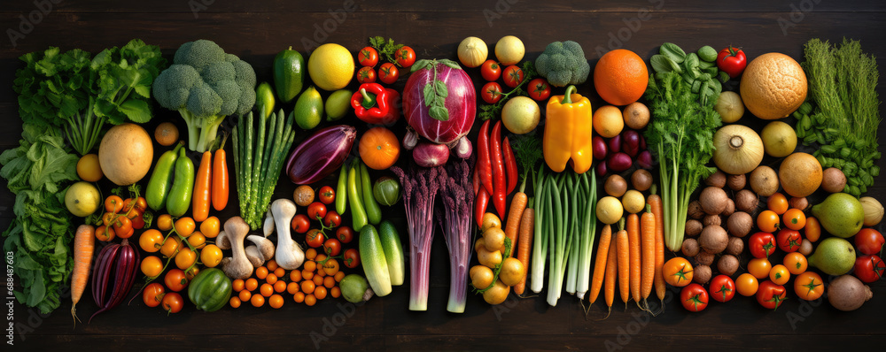 Fruits and vegetable in shape of human body. Health and diet concept - obrazy, fototapety, plakaty 