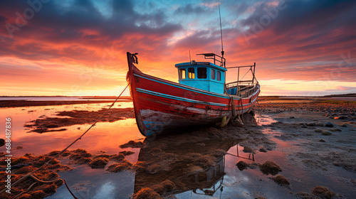 Wallpaper Mural Abandoned fishing boat anchored on the shore. Torontodigital.ca