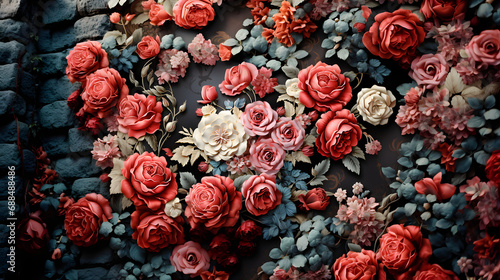Paper flowers on light back...