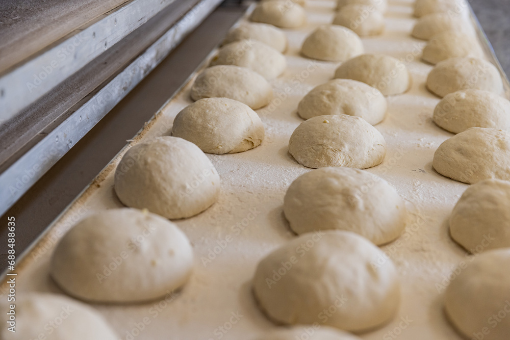 Ball dough on the production line