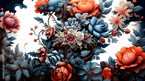 Paper flowers on light back...