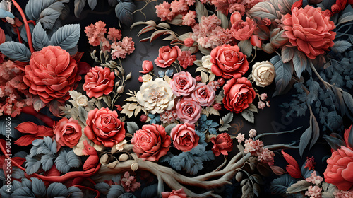 Paper flowers on light back...