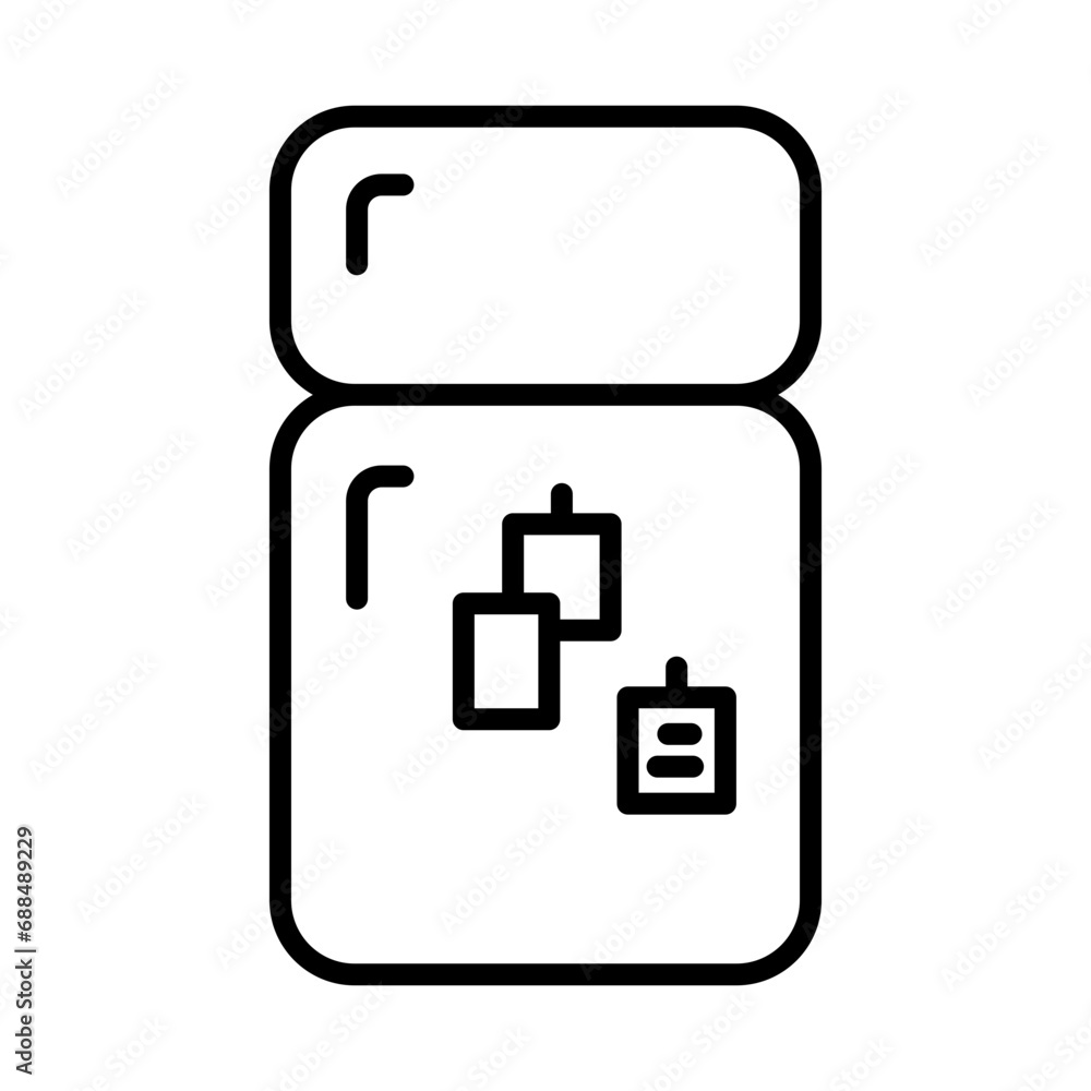 Refrigerator icon in line style. Refrigerator with a note attached Refrigerator icon in line style. Refrigerator with a note attached