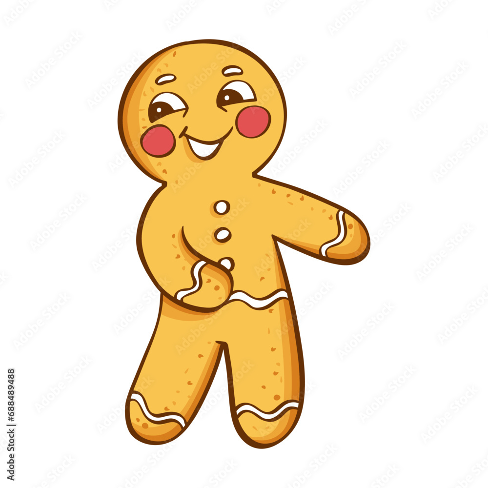 Obraz premium Gingerbread man cookies. Vector illustration on a white background