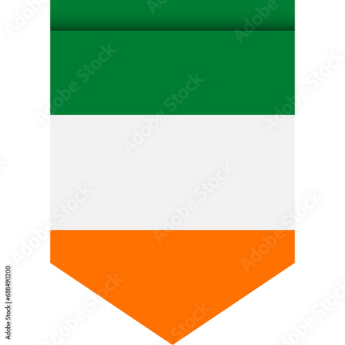 Ireland flag or pennant isolated on white background. Pennant flag icon.