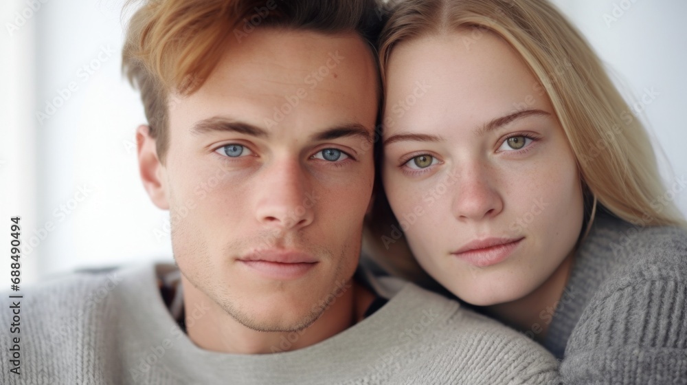 An intimate scene of a middle-aged European couple holding each other affectionately. An intimate scene of a middle-aged European couple holding each other affectionately.