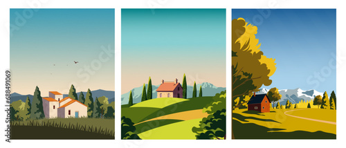 Travel banners set, travel posters collection