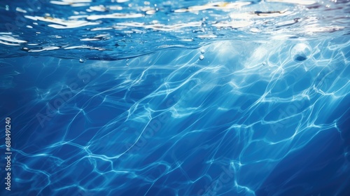 Blue water in a pool. Generative AI.