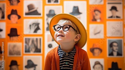 Young Boy with Hat and Glasses