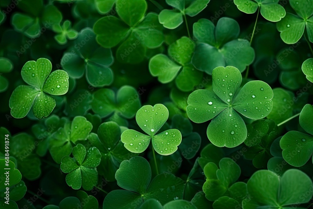 Up Close Shamrock Leaves background for St. Patrick's Day Celebration Up Close Shamrock Leaves background for St. Patrick's Day Celebration