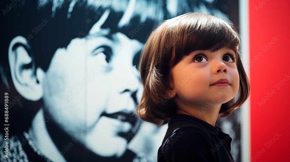 Fototapeta premium Little Girl Admiring a Portrait