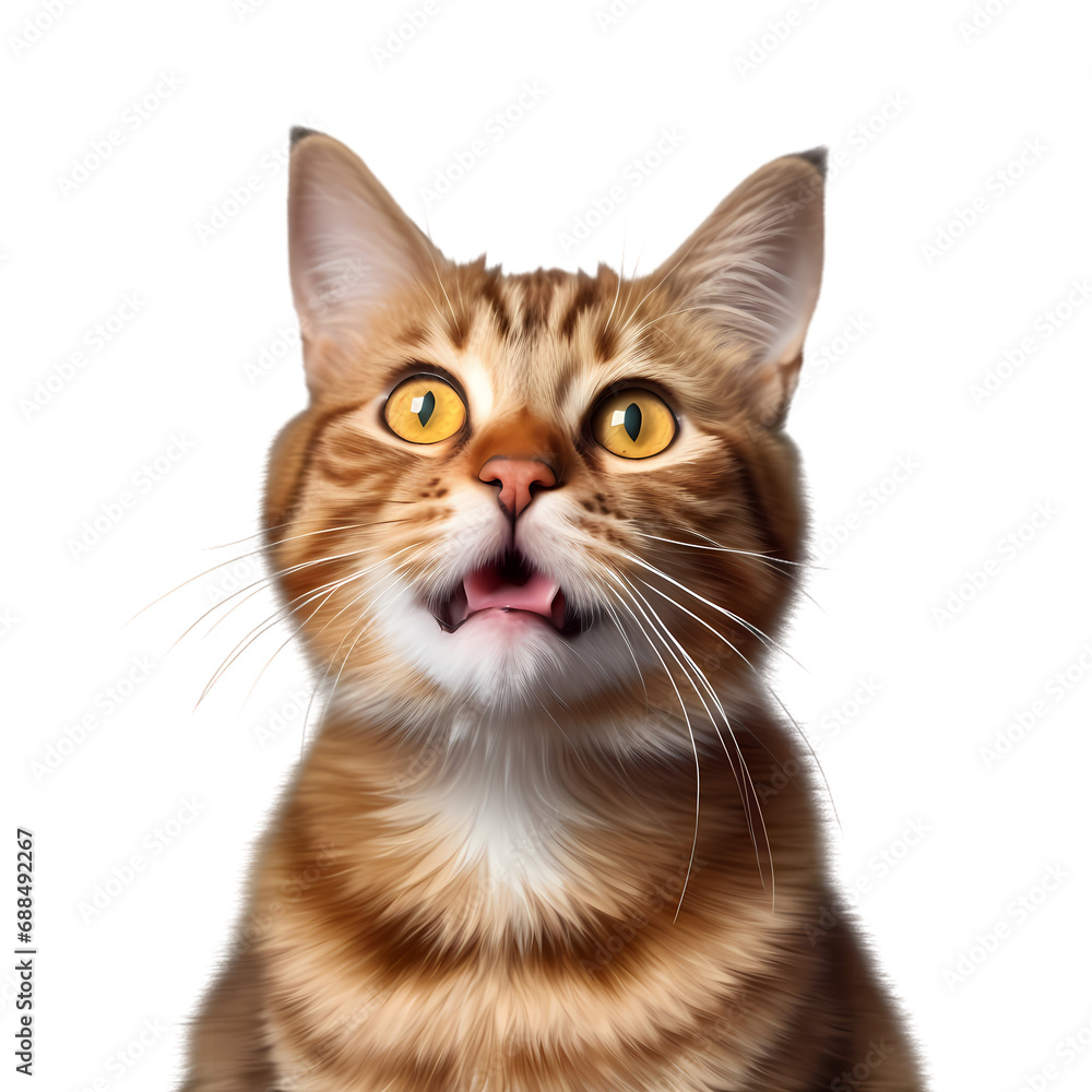 Portrait of cat isolated on transparent background