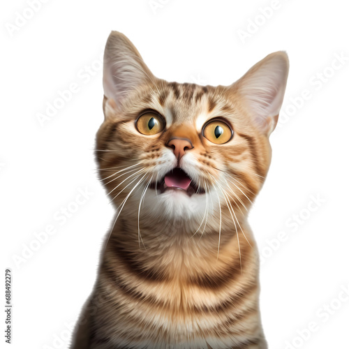Portrait of cat isolated on transparent background