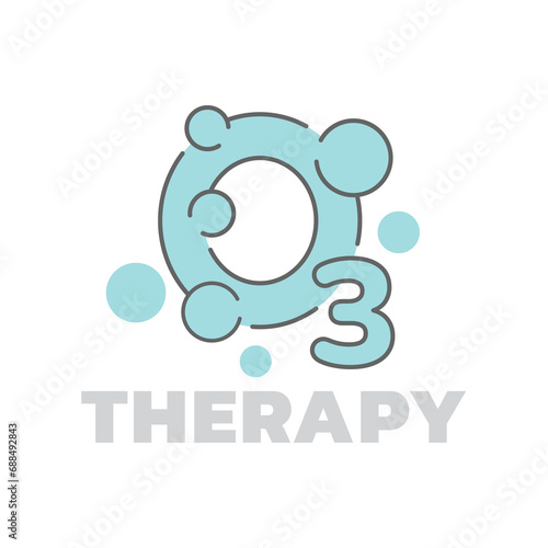Ozone therapy and treatment vector logo. O3 molecule with bubbles icon.