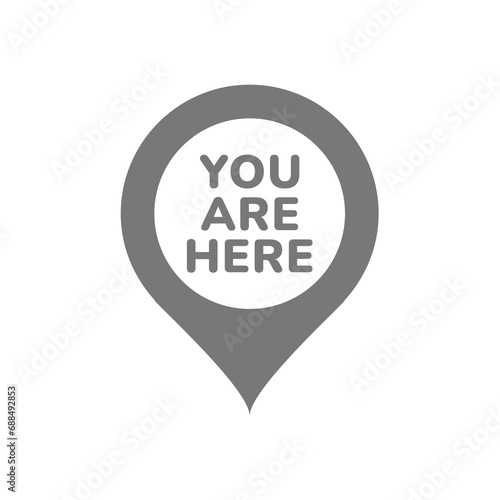 You are here map pin vector icon. Location and navigation position symbol.