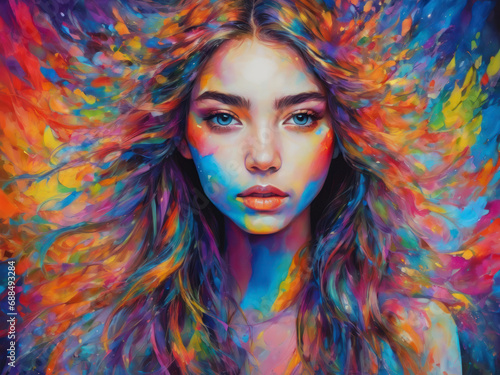 Colorful woman face art illustration