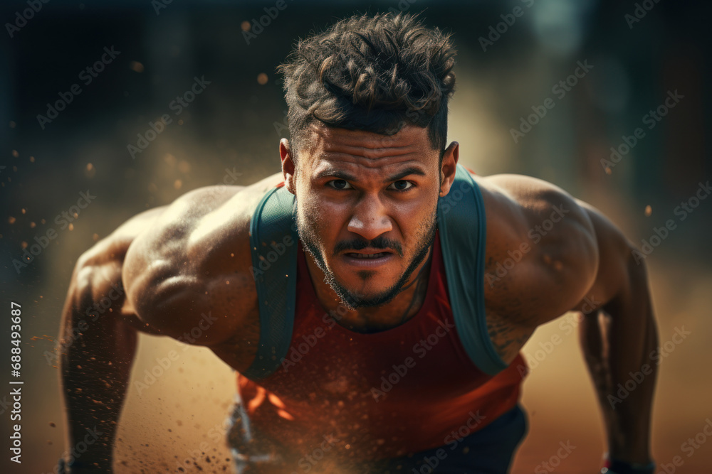 An athlete training rigorously, showcasing discipline and determination in the pursuit of sporting excellence. Generative Ai.