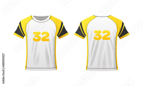 T-shirt with number. Flat, color, sports t-shirt mockup, number 32, sports t-shirt template with number. Vector icons