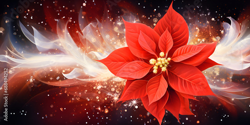Winter's Botanical Majesty: Poinsettia Close-Up, Awe-Inspiring Red Flowers in Exquisite Detail