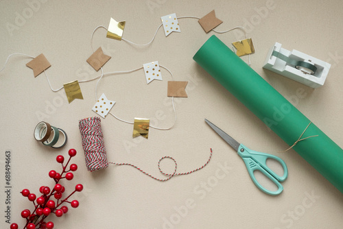 Preparing for Christmas, gift wrapping, Xmas decorations