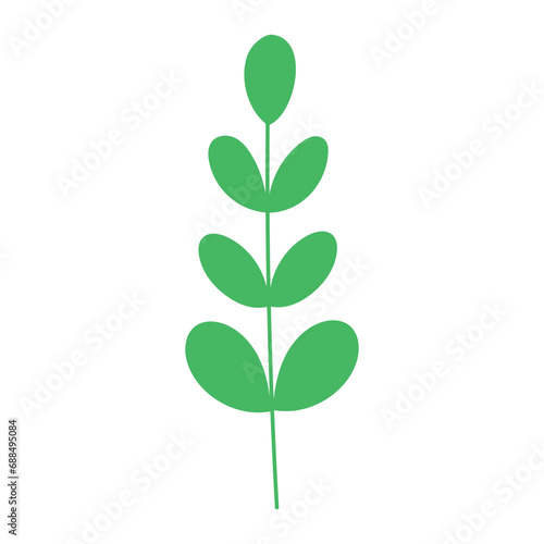 Vector flat botanical illustration with green branch © MariiaMart