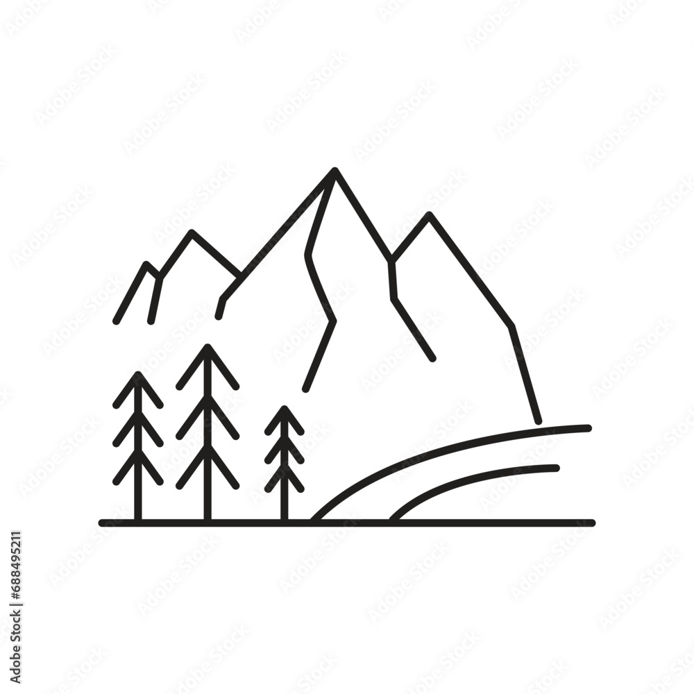 Mountain landscape icon design. isolated on white background. vector illustration Mountain landscape icon design. isolated on white background. vector illustration
