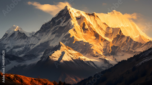 A mountain peak  with an expansive mountain range as the background  during a breathtaking sunrise