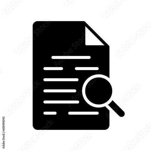 File and magnifying glass icon. Silhouette, document search, file and magnifying glass icon. Vector icon © Влада Яковенко