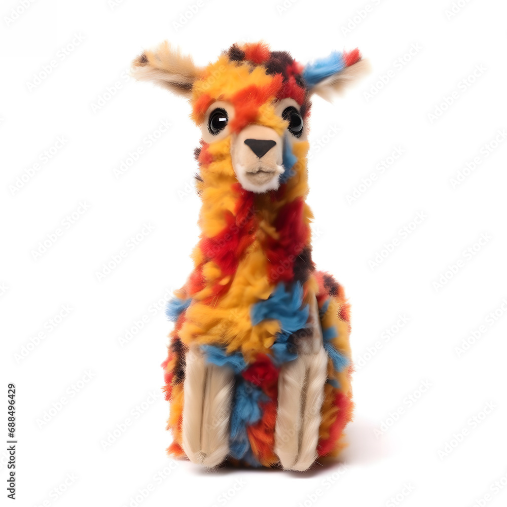 Giraffe made of fur, mad crazy single crooked hideous waste ugly defective, raw, ragged, isolated on white Giraffe made of fur, mad crazy single crooked hideous waste ugly defective, raw, ragged, isolated on white