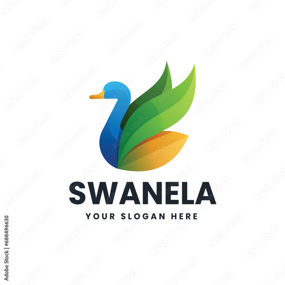 Fototapeta premium Swan gradient colorful logo vector icon illustration