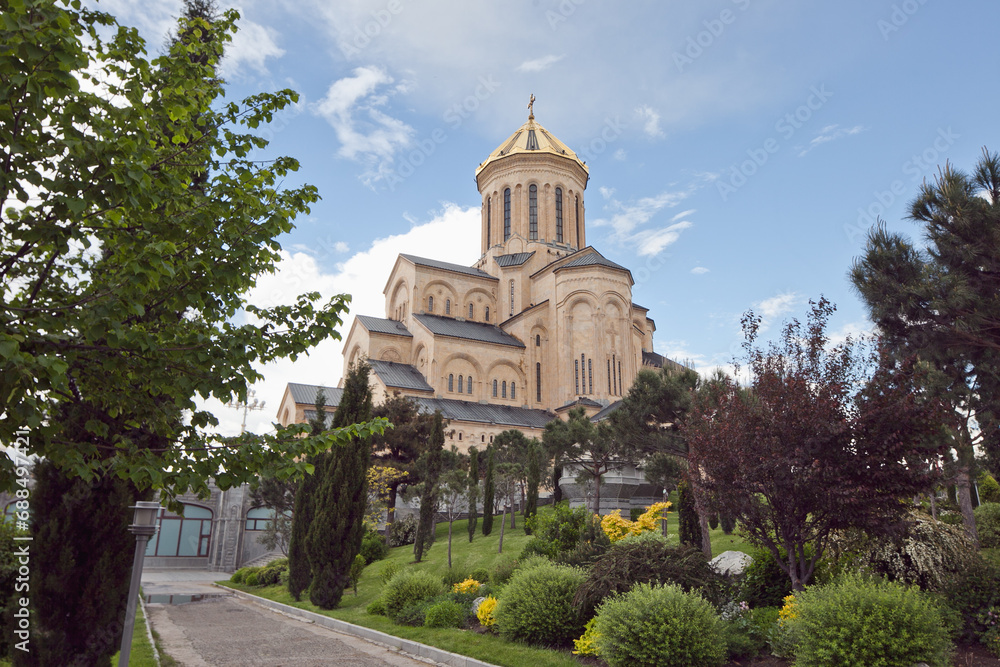 Holy Trinity Cathedral of Tbilisi -  Sameba. Ancient Georgian architecture. 