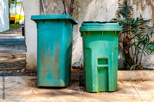 Green garbage bins