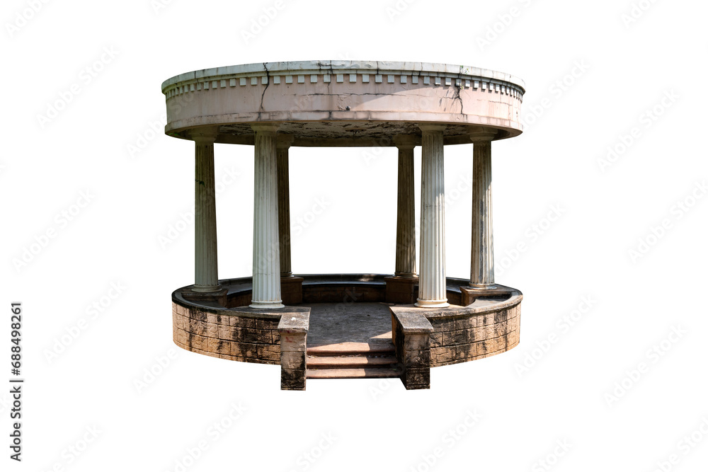 Gazebo building with stone pillars Gazebo building with stone pillars