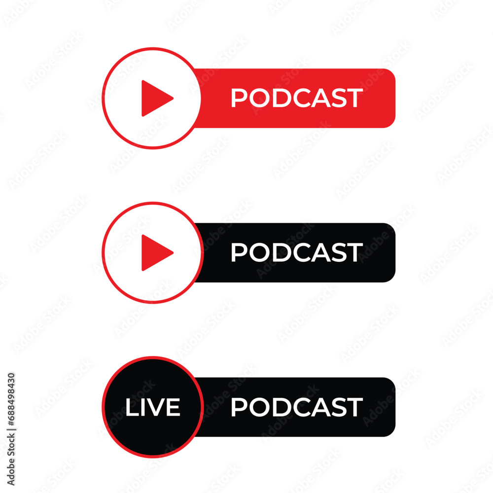 Live podcast stream icons symbols Live podcast stream icons symbols