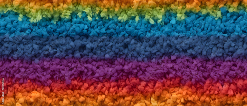 Flamboyant rainbow LGBT colored background of fake fur. LGBTQ flag.