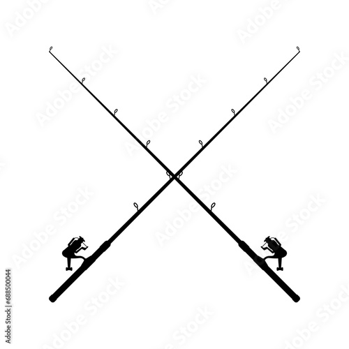 Fishing rod icon vector. Fishing illustration sign. Fish symbol or logo. photo