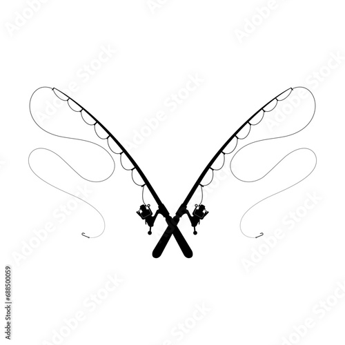 Fishing rod icon vector. Fishing illustration sign. Fish symbol or logo.