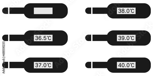 体温計のアイコンセット 黒